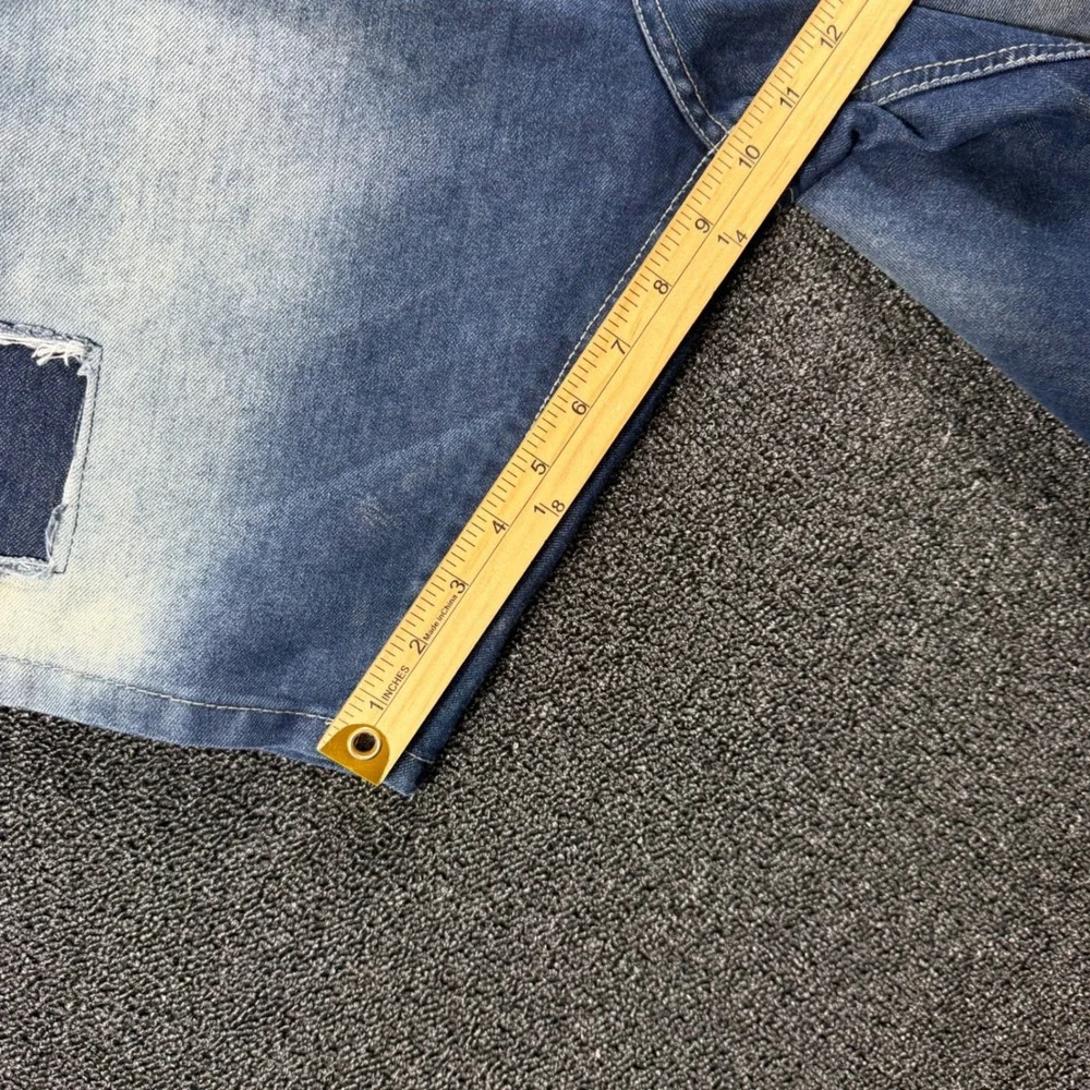 VTG Y2K Ecko Unltd Mens 40 Relaxed‎ Fit Distressed Denim Shorts Baggy Patchwork